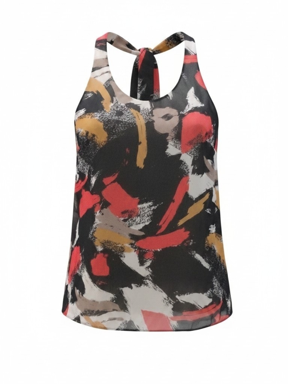 INC Abstract Brushstroke Racerback Tank Top - Black Multi SZ 4
